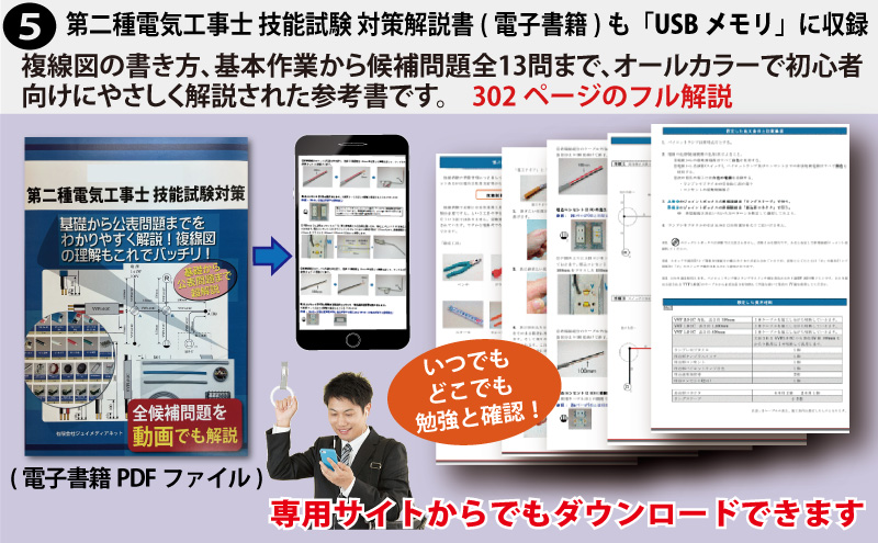 電気工事士 2種 工具セット (3回練習分) 応援パック付属 全13問分の